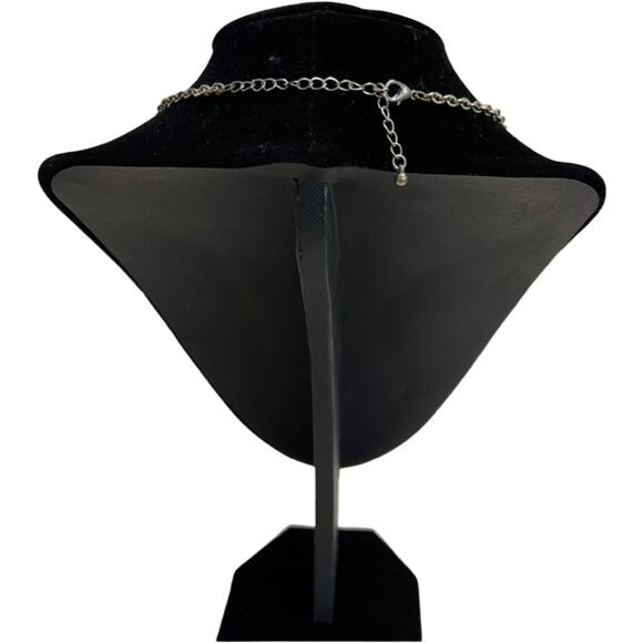 Silver Tone Sand Dollar Medallion Bib Statement Necklace Dangle Earrings Set - Picture 4 of 9